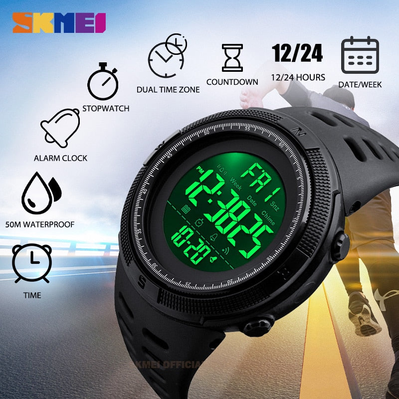 Outdoor Alarm Clock 5Bar Waterproof Multifunction Sport Watch