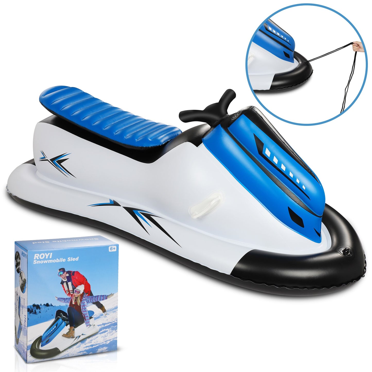 Adults and Kids Inflatable Snow Sled with Handles with tow Rope