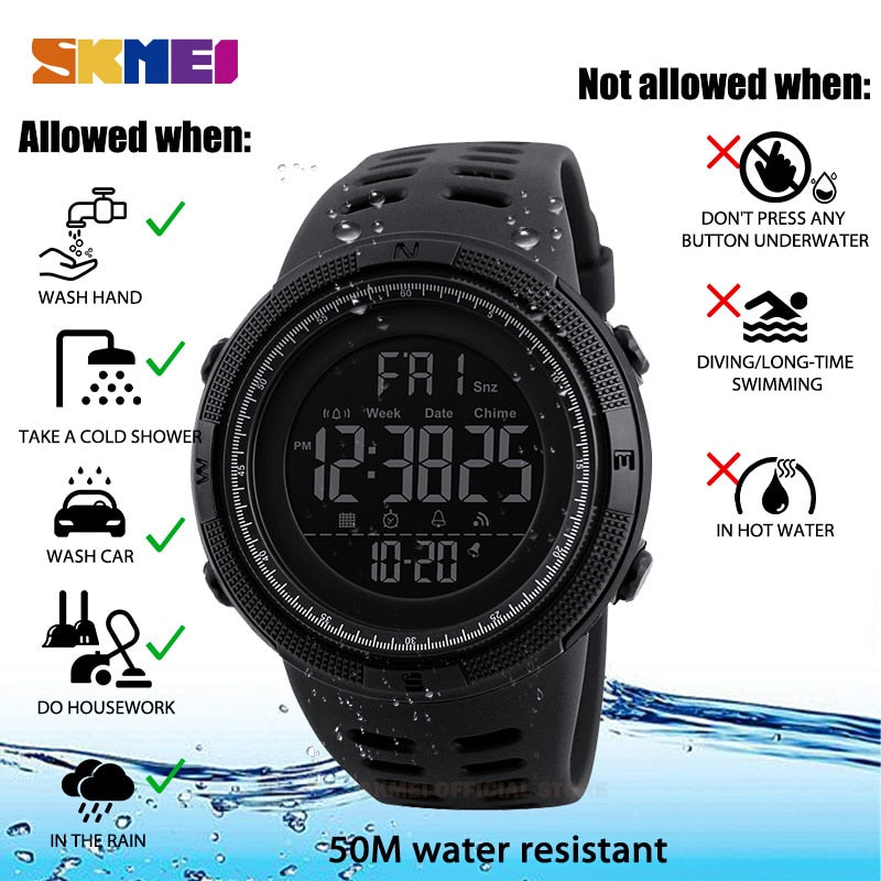 Outdoor Alarm Clock 5Bar Waterproof Multifunction Sport Watch