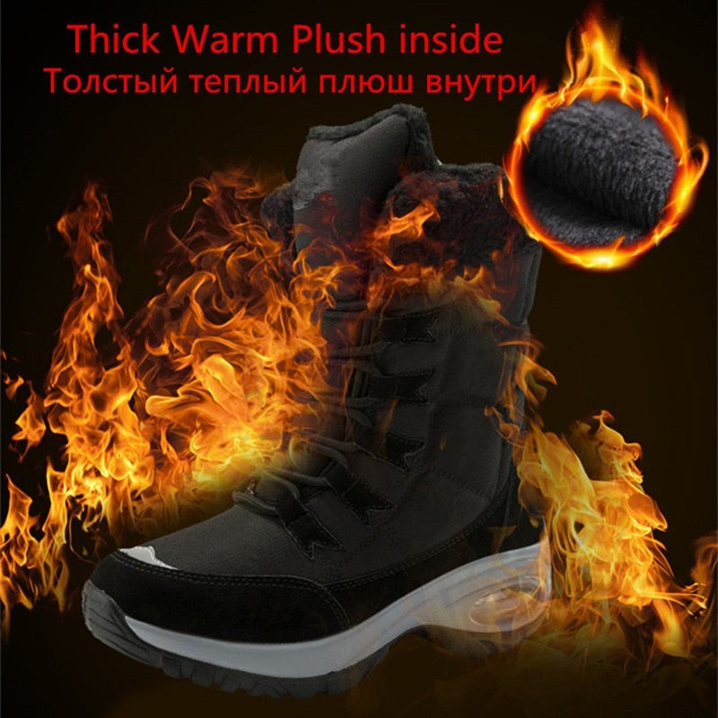 Women's Winter Warm Snow Waterproof Hiking Boots Lace-up