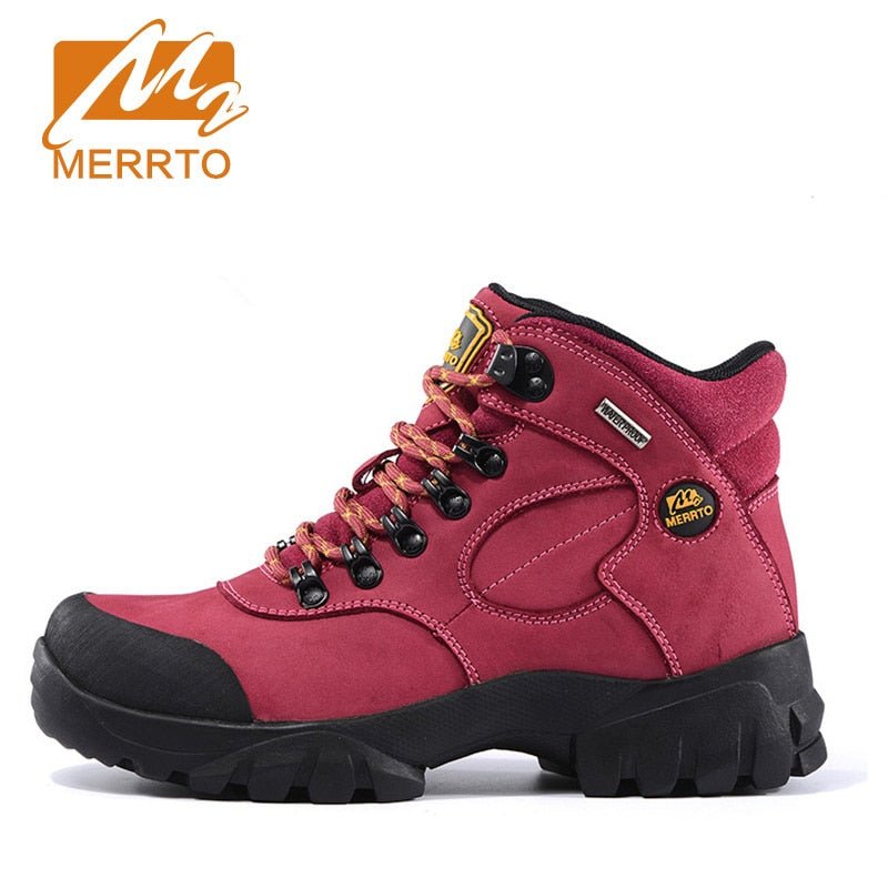 MERRTO Women's Waterproof Genuine Leather Hiking Mountaineering Trekking Boots