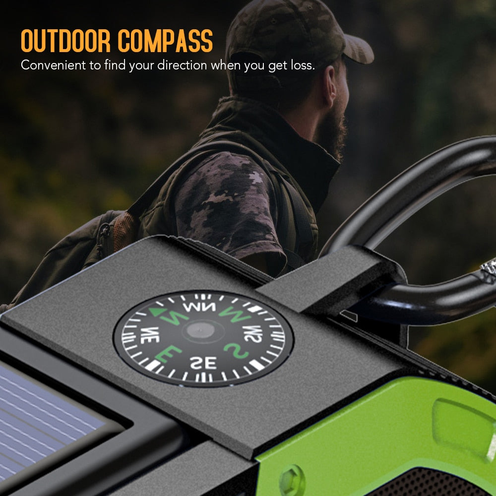 KAYINOW Portable 5000mAh Power Bank Solar Hand Crank Survival Radio