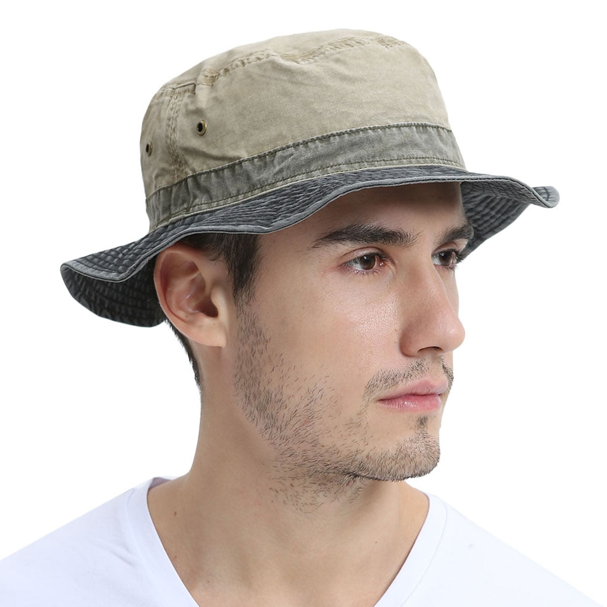 Washed Cotton UV400 Sun Protection Outdoor Panama Bucket Hat