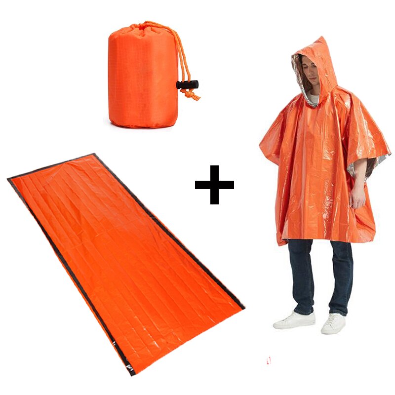 Thermal Waterproof Emergency Sleeping Bag and Raincoat