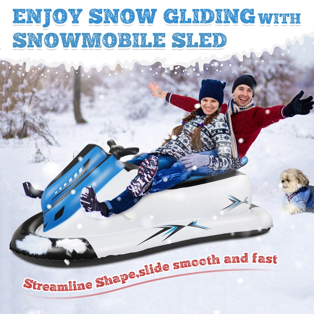 Adults and Kids Inflatable Snow Sled with Handles with tow Rope