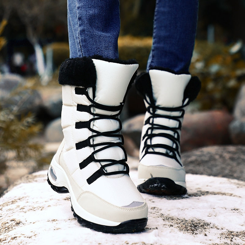 Women's Winter Warm Snow Waterproof Hiking Boots Lace-up