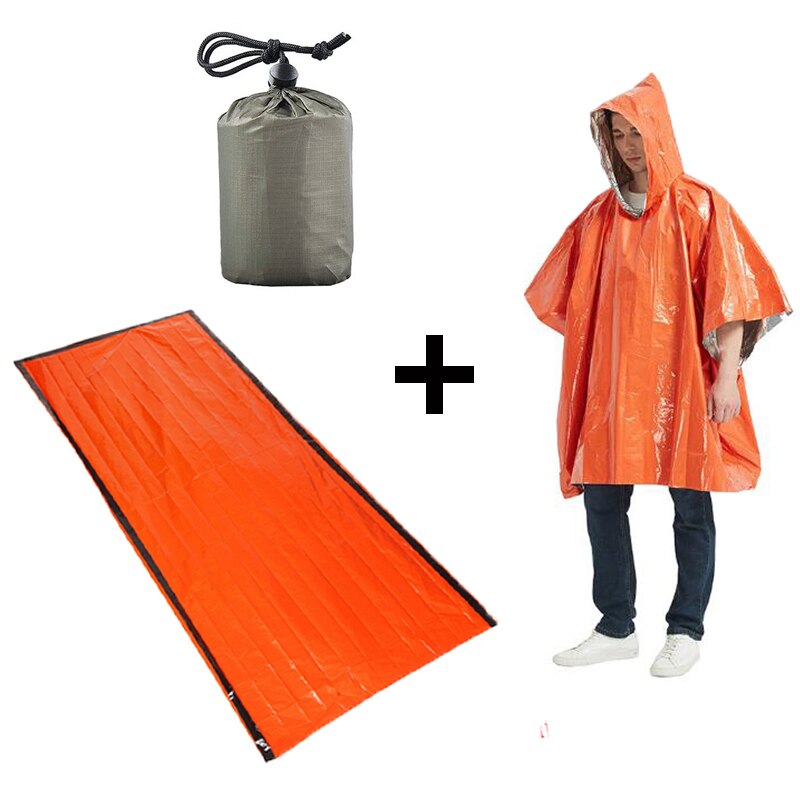 Thermal Waterproof Emergency Sleeping Bag and Raincoat