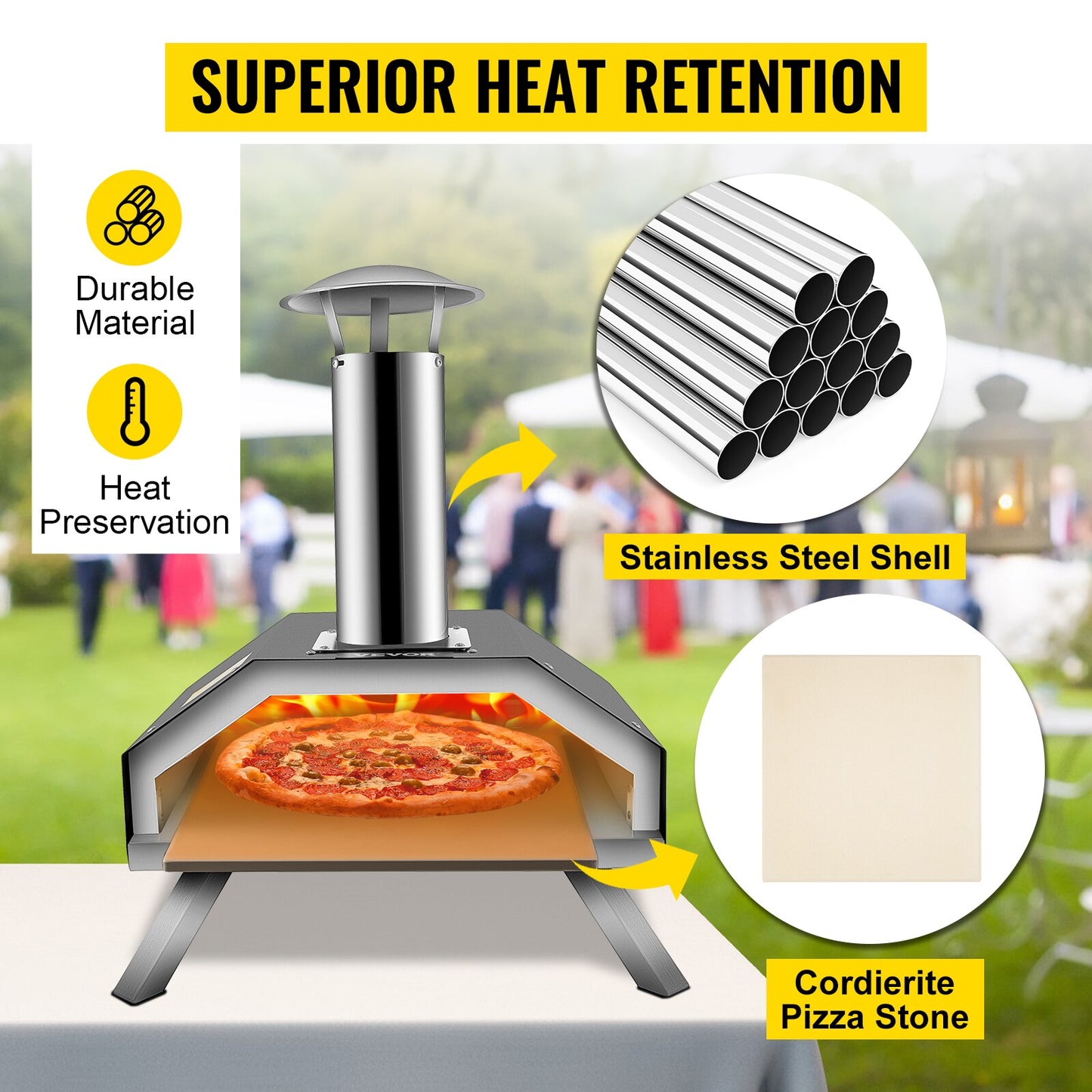 Complete Stainless Steel Foldable Portable Pizza Oven with Accessories Bag for Outdoor Cooking