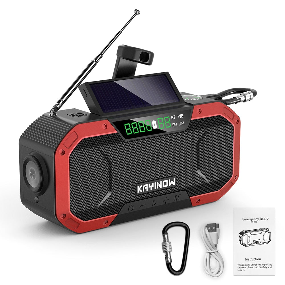 KAYINOW Portable 5000mAh Power Bank Solar Hand Crank Survival Radio