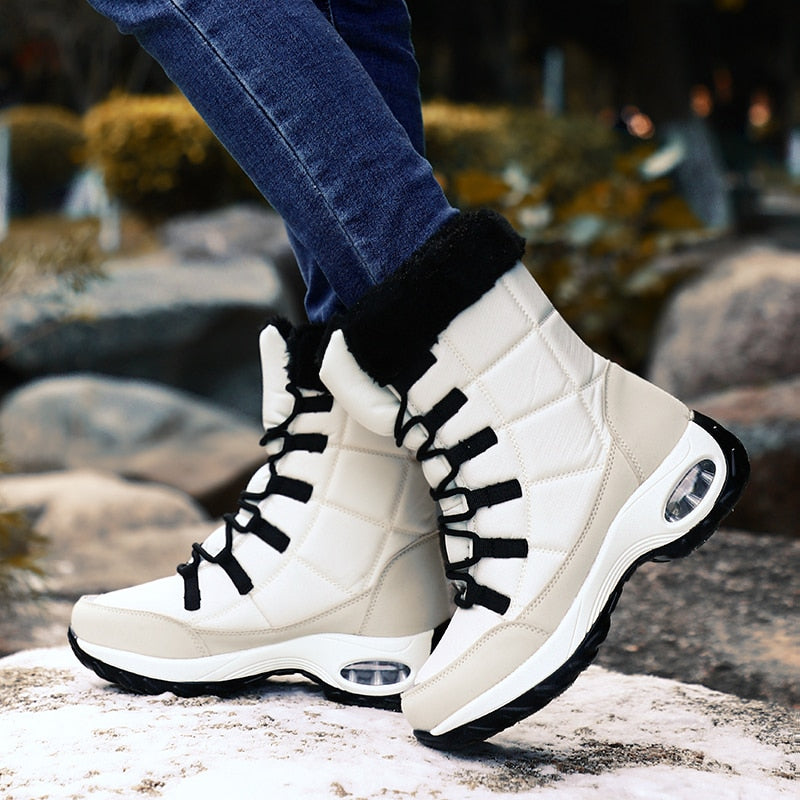 Women's Winter Warm Snow Waterproof Hiking Boots Lace-up