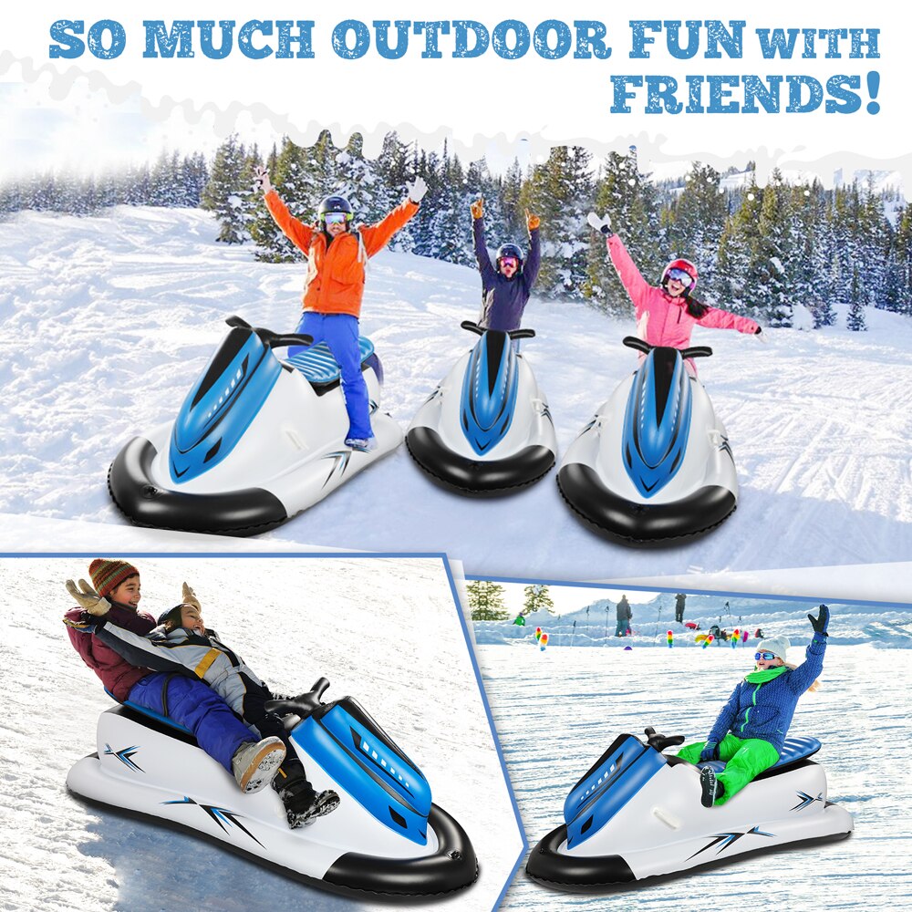 Adults and Kids Inflatable Snow Sled with Handles with tow Rope