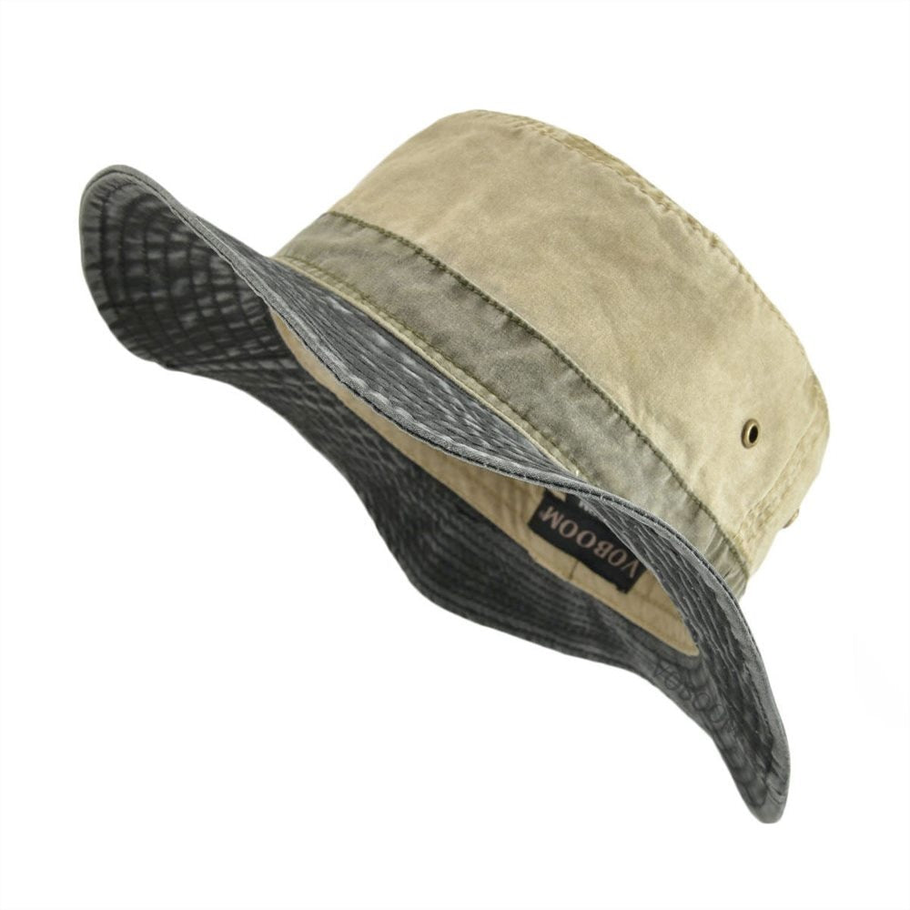 Washed Cotton UV400 Sun Protection Outdoor Panama Bucket Hat