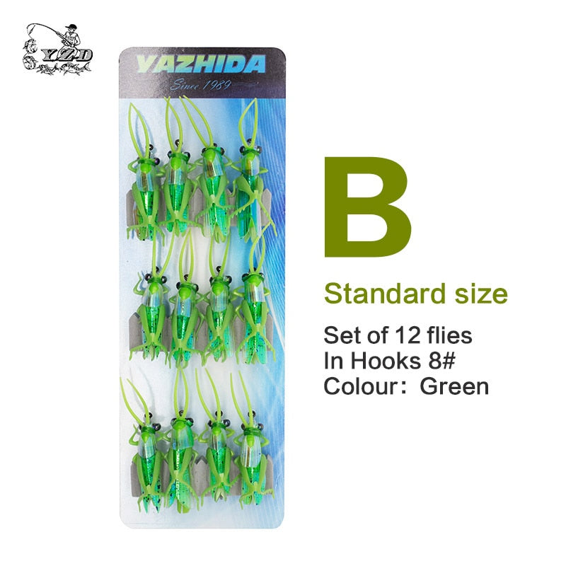 Grasshopper Dry Fly Fishing Flies 4pcs/12pcs