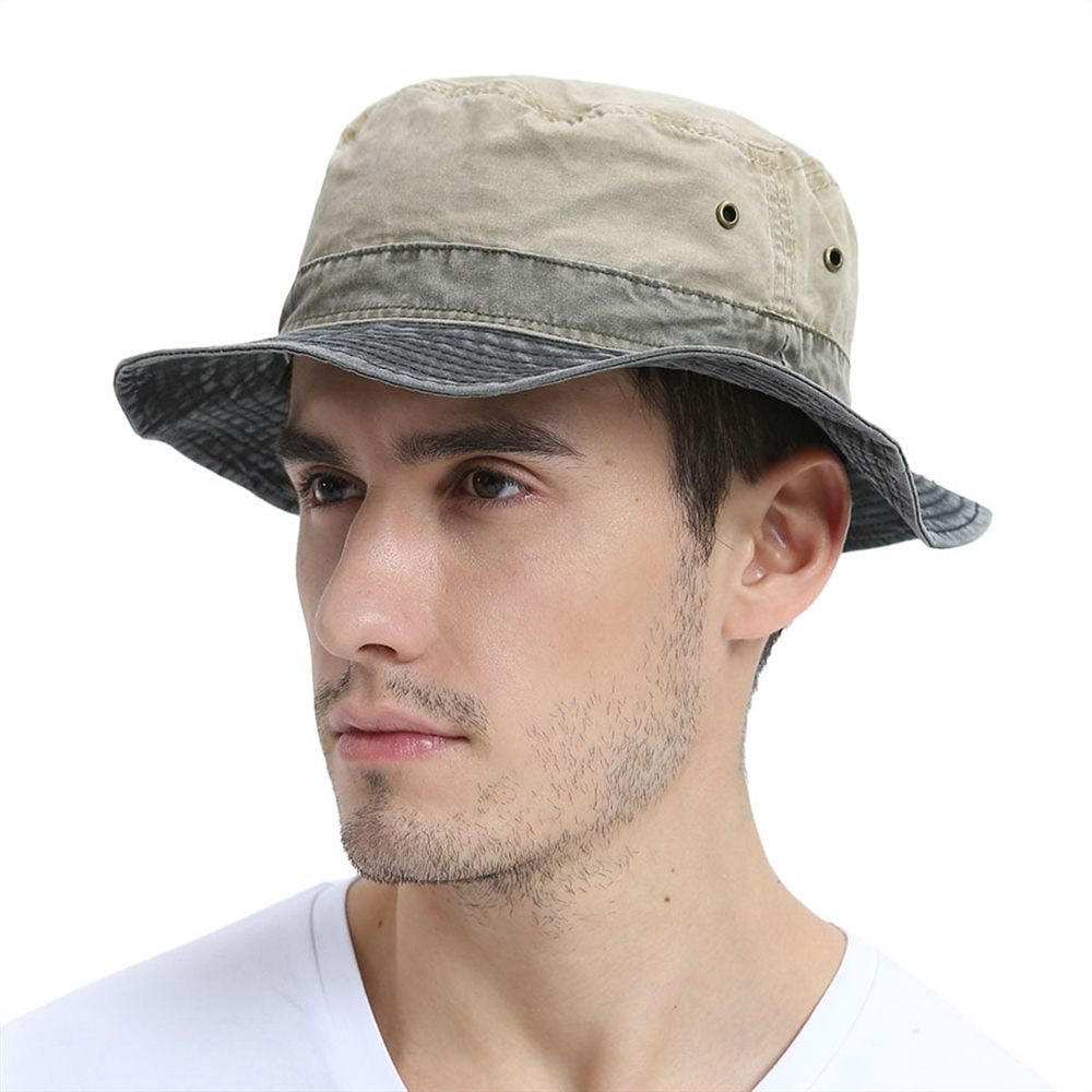 Washed Cotton UV400 Sun Protection Outdoor Panama Bucket Hat