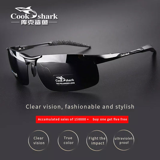 Cook Shark's aluminum magnesium men's HD polarized drivers color sunglasses