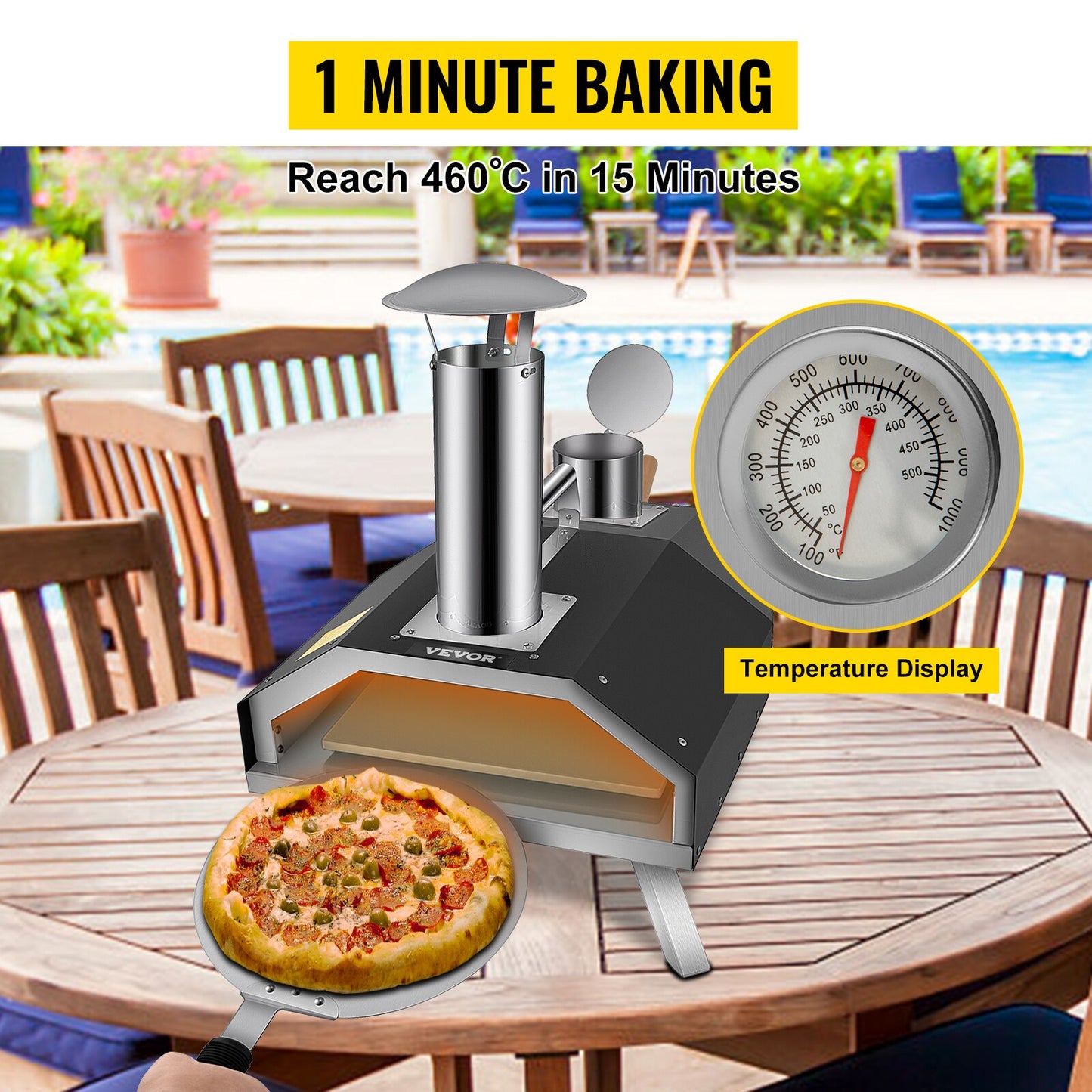 Complete Stainless Steel Foldable Portable Pizza Oven with Accessories Bag for Outdoor Cooking