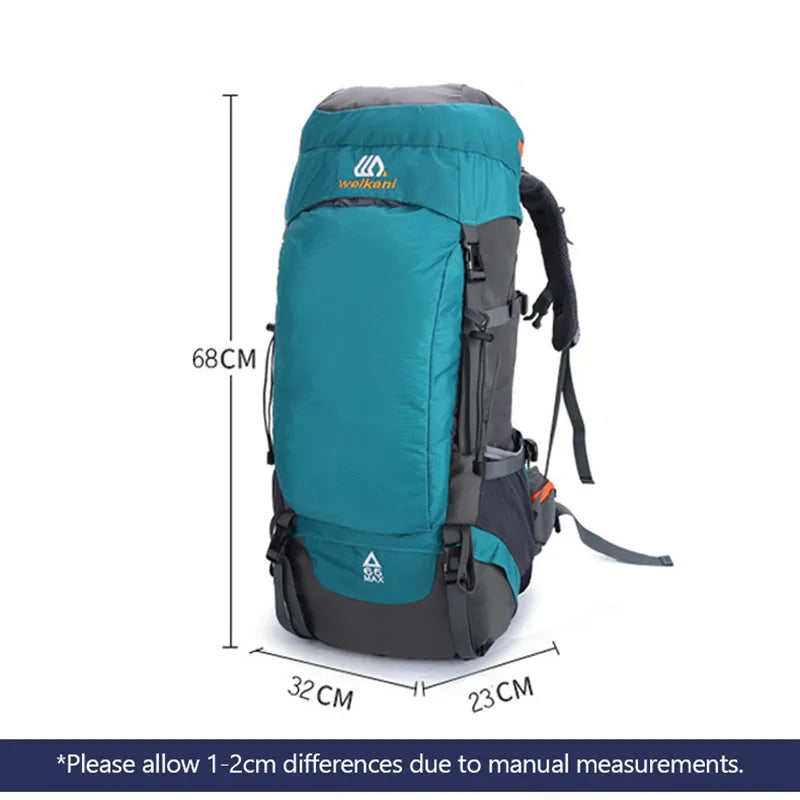 Large Capacity Outdoor Climbing Waterproof Mountaineering Hiking Trekking 65L Camping Hiking Backpack