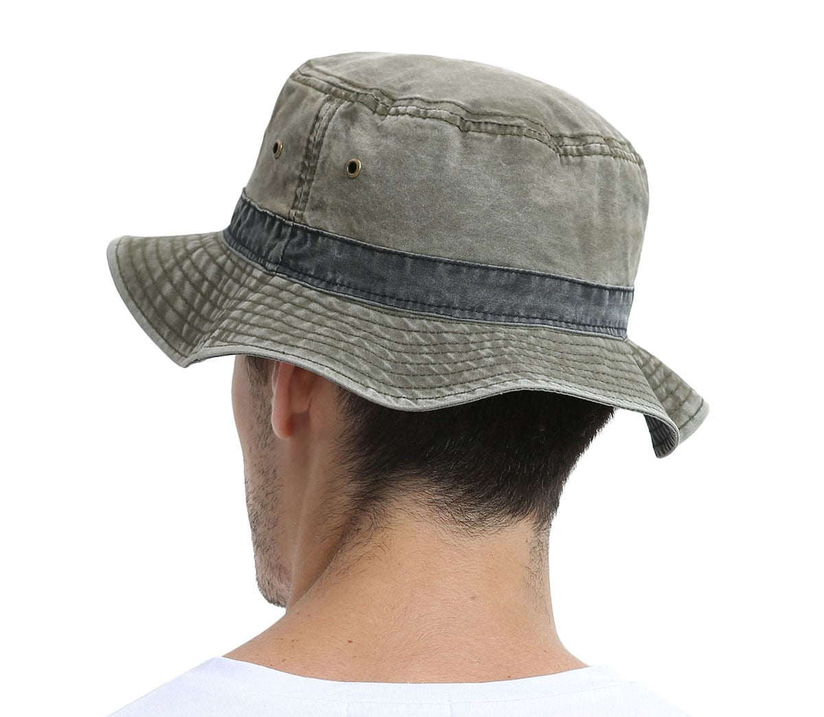 Washed Cotton UV400 Sun Protection Outdoor Panama Bucket Hat