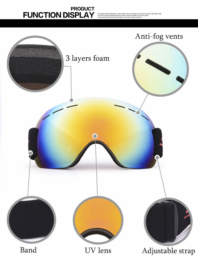 Anti-UV Windproof Sports Ski Snowboard Sun Goggles