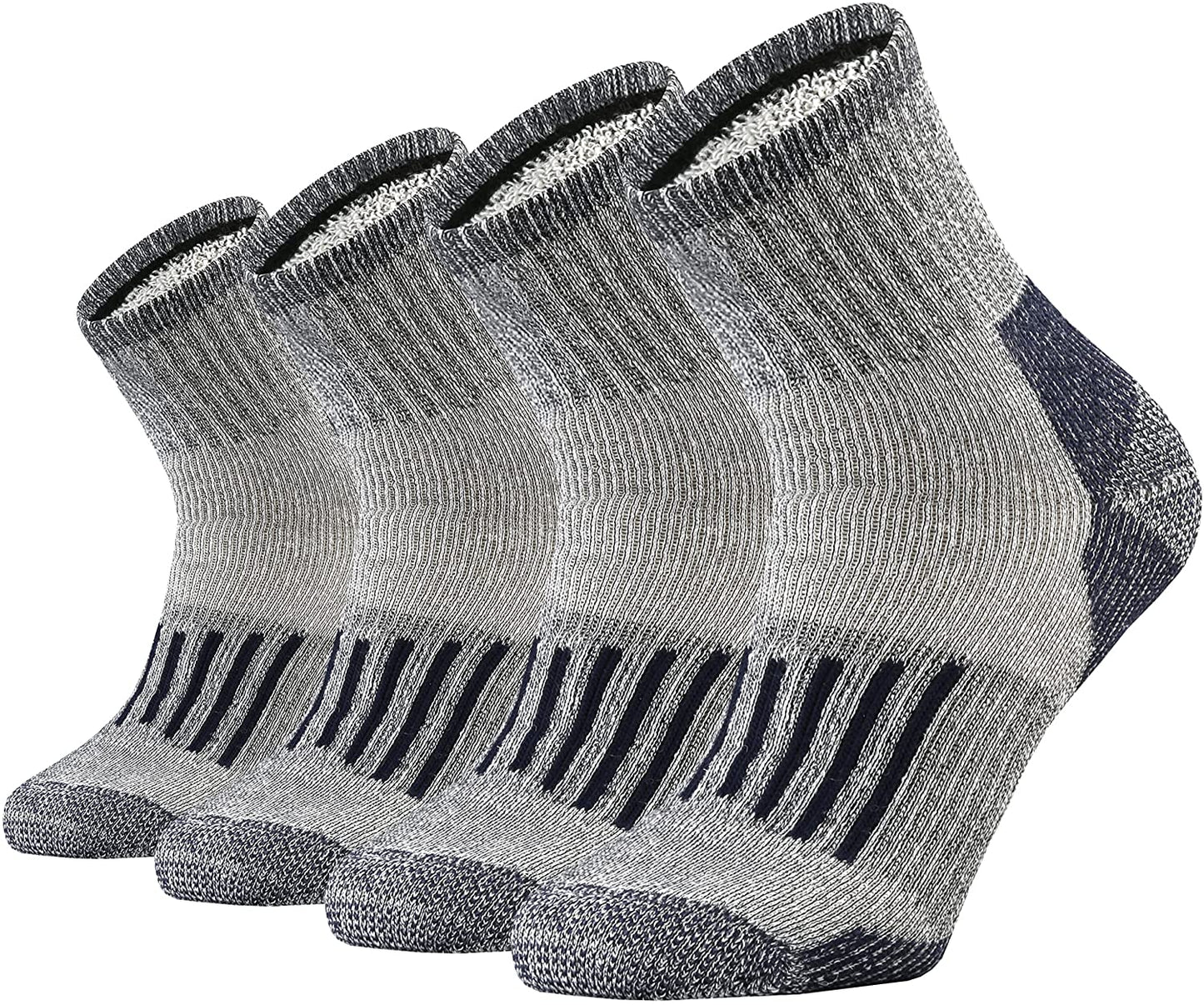 Merino Wool Socks Moisture Wicking Quarter Socks 4 Pairs