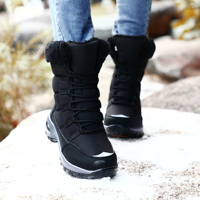 Women's Winter Warm Snow Waterproof Hiking Boots Lace-up