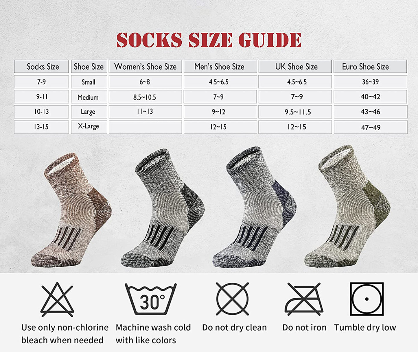 Merino Wool Socks Moisture Wicking Quarter Socks 4 Pairs