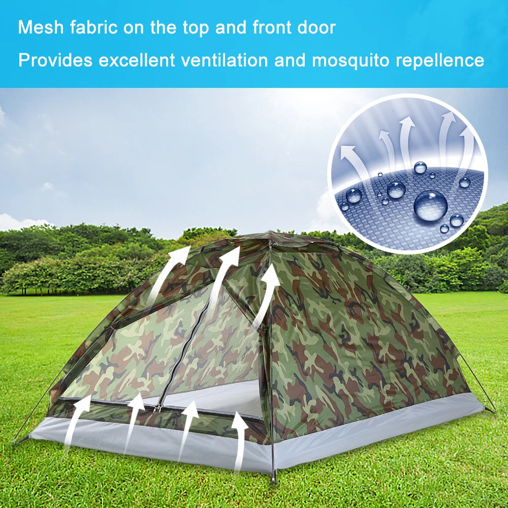 Waterproof Windproof UV Sunshade 1/2 Person Single Layer Outdoor Camouflage Tent