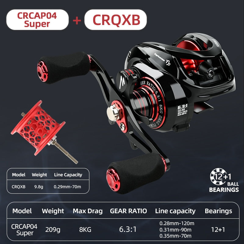 Ultralight High Speed 6.3:1 Gear Ratio 12+1BB Fresh and Saltwater Magnetic Brake System Fishing Reel