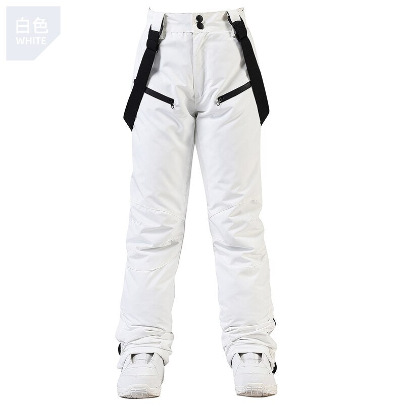 Women Windproof Waterproof Ski and Snowboarding High Quality Suspenders Pants