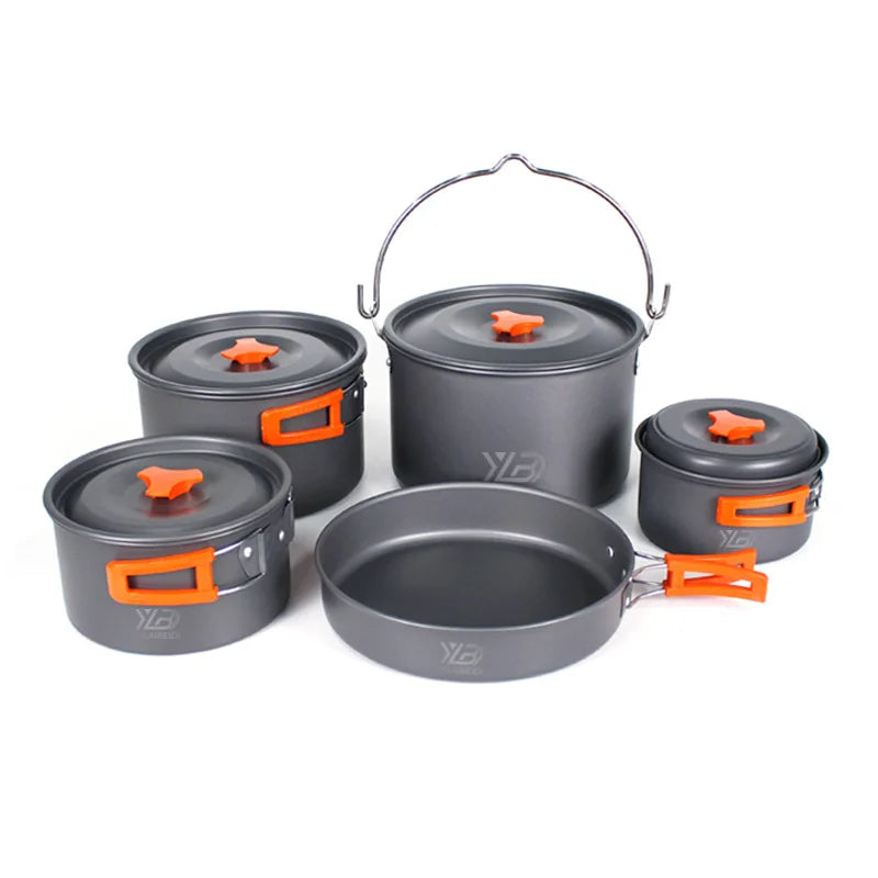 Aluminum 2-8 Person Portable Outdoor Camping Cookware Set