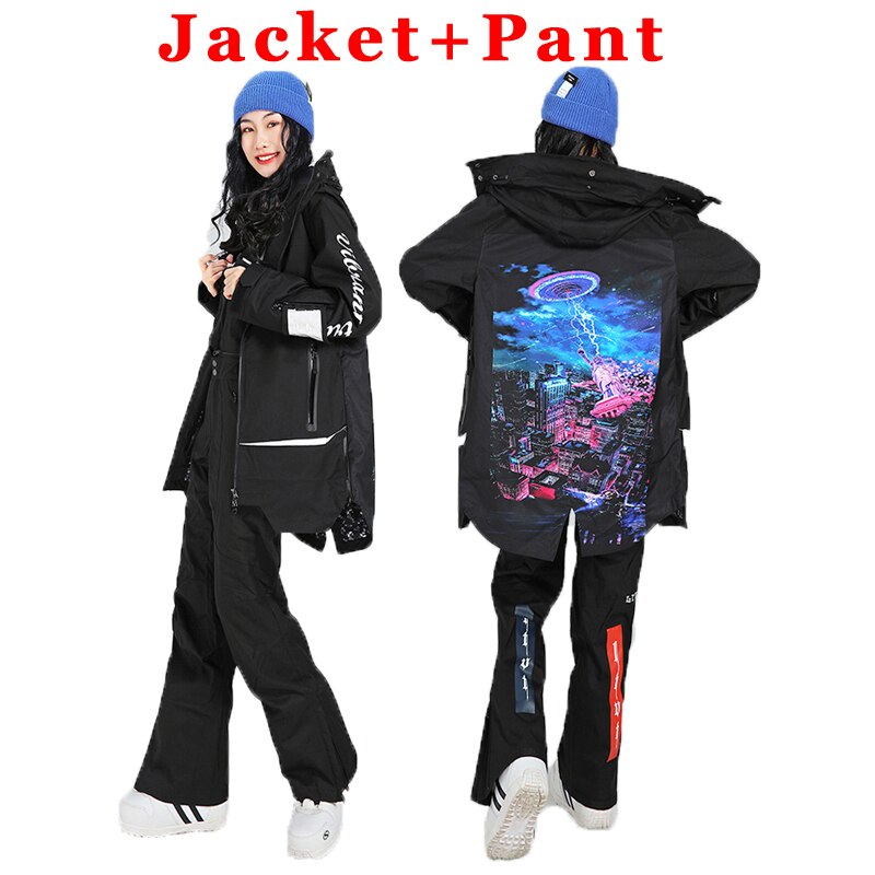 Men Women Windproof Waterproof Winter Sports Oversize Snow Suit