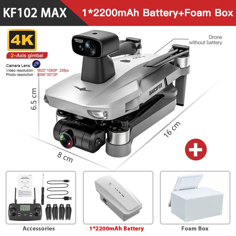 KF102 GPS Drone 4K Professional HD Camera 5G 2-Axis Gimbal Obstacle Avoidance Quadcopter