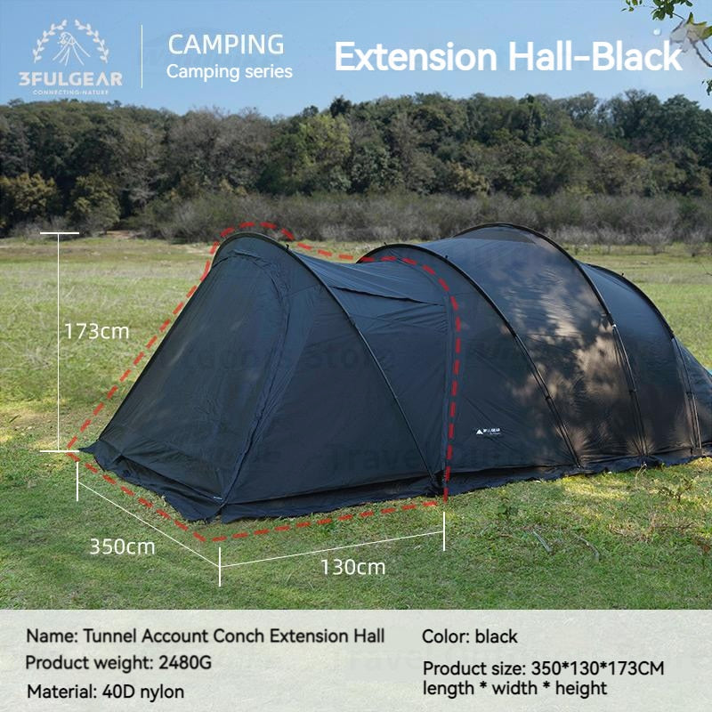 Nylon 3-4P PU3000MM Chimney Tent Four Season Tunnel Awning Tent