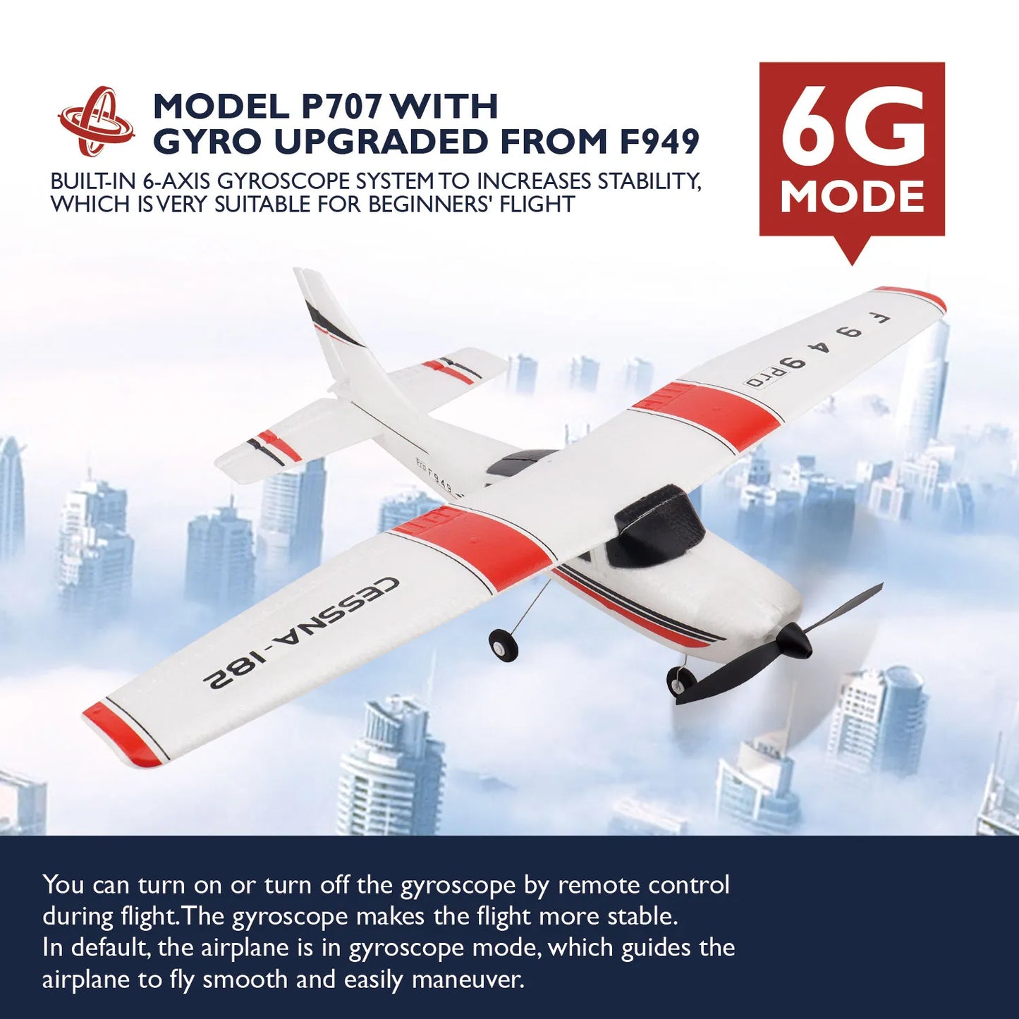 2.4G 3D6G 3Ch Cessna 182 RC Fixed Wing Airplane