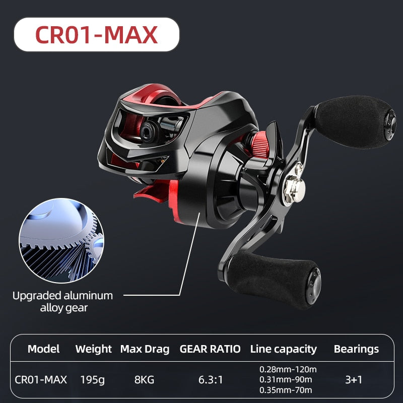 Ultralight High Speed 6.3:1 Gear Ratio 12+1BB Fresh and Saltwater Magnetic Brake System Fishing Reel