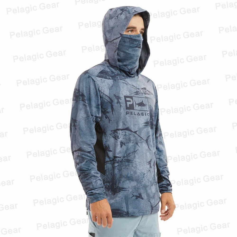 Pelagic Summer Long Sleeve UPF50 Quick Dry Breathable Hooded Anti-UV Fishing Shirt