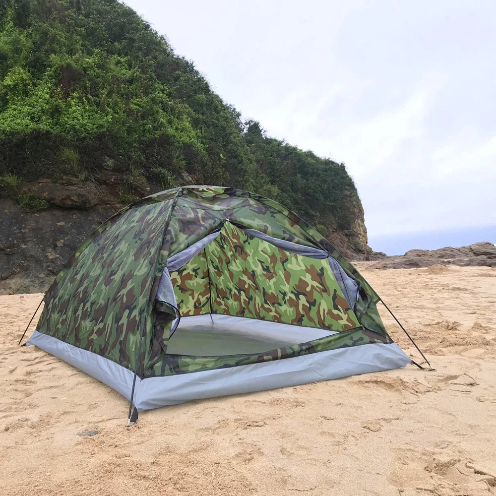 Waterproof Windproof UV Sunshade 1/2 Person Single Layer Outdoor Camouflage Tent