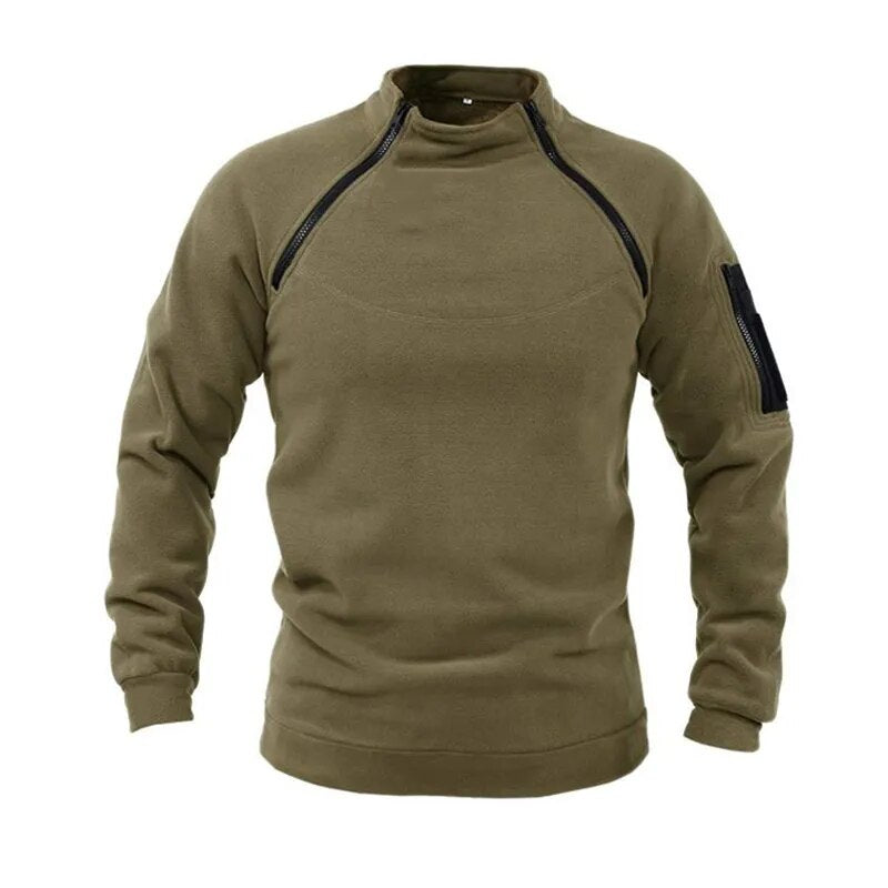 Men's Outdoor Hunting Clothes Winter Warm Thick Fleece Zippered Pullover Jacket