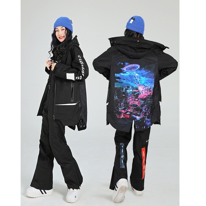 Men Women Windproof Waterproof Winter Sports Oversize Snow Suit