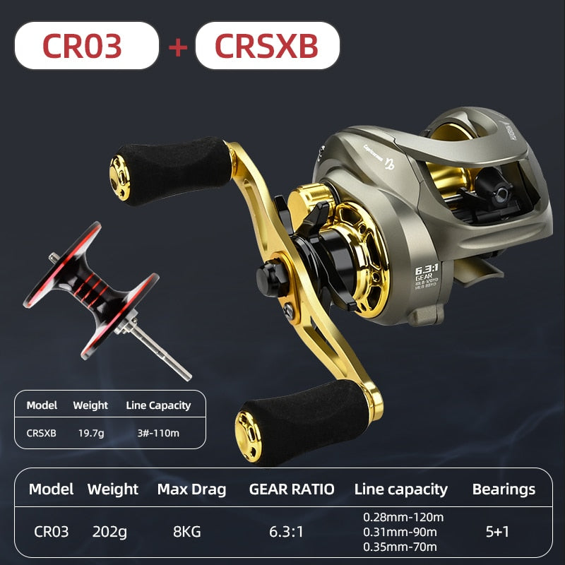 Ultralight High Speed 6.3:1 Gear Ratio 12+1BB Fresh and Saltwater Magnetic Brake System Fishing Reel