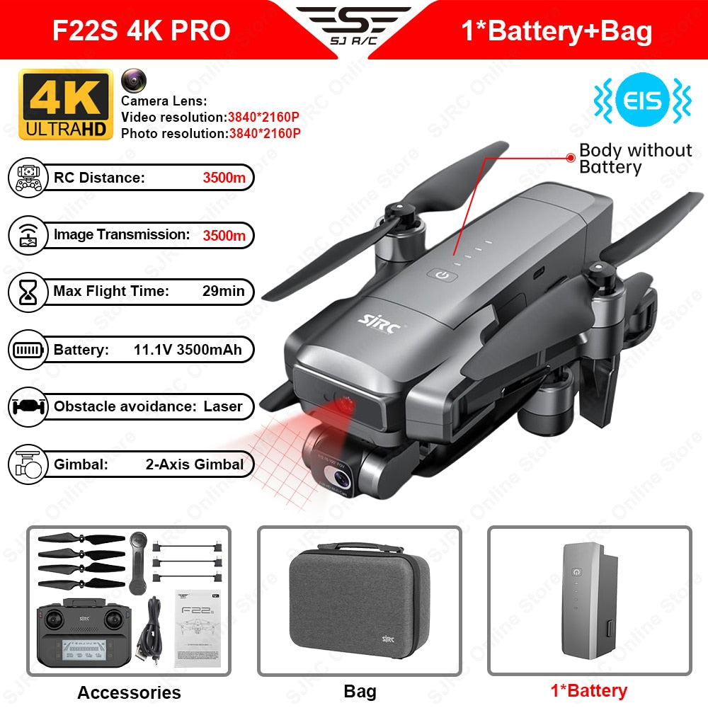 F22S 4K Professional 4K GPS HD Obstacle Avoidance 2 Axis Stabilized 5G FPV Quadcopter