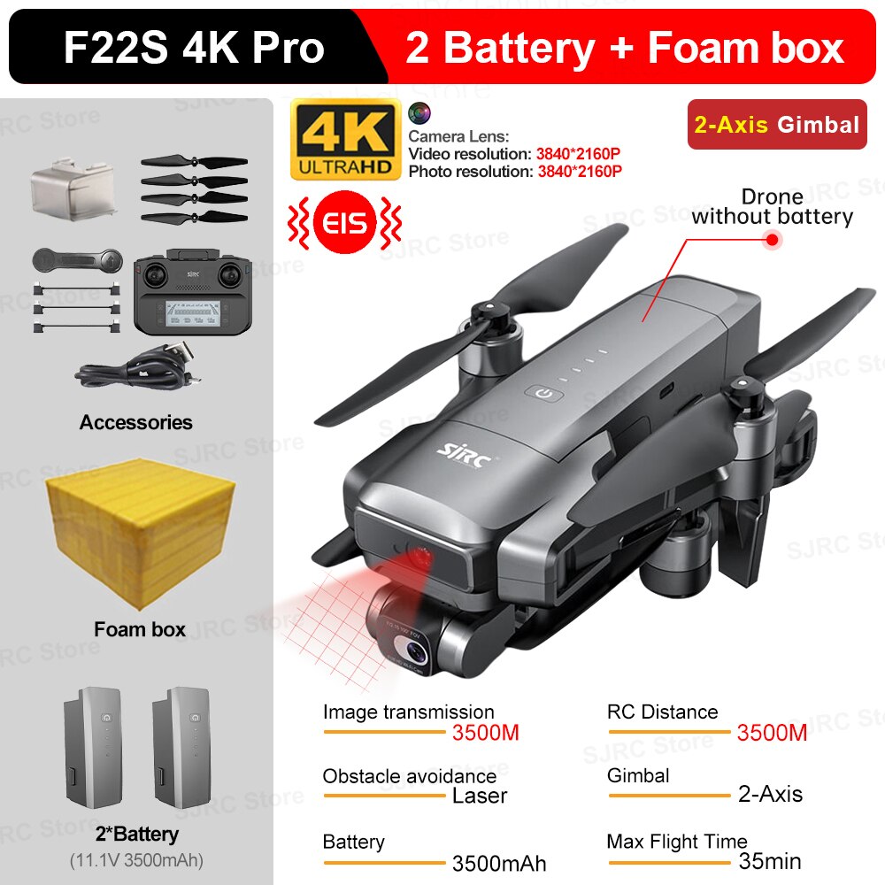 F22S 4K Profesional 2-Axis Gimbal FPV Drone With Camera HD 4K 5G WiFi Quadcopter