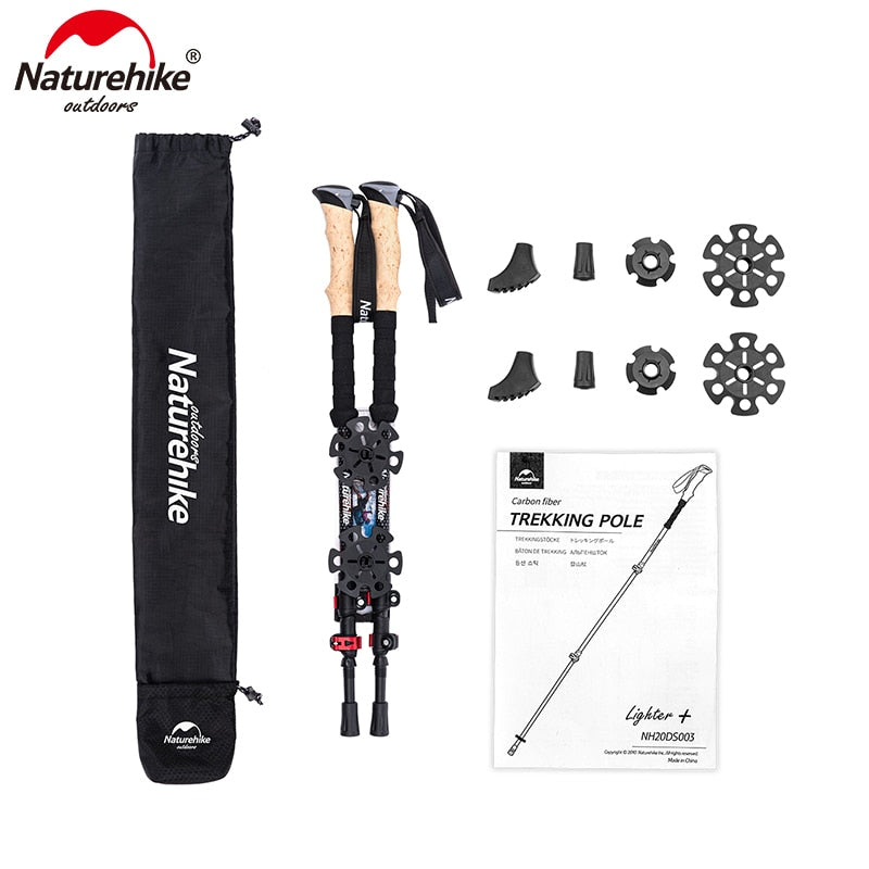 Naturehike  2pcs Carbon Fiber Collapsible Telescopic Trekking Poles