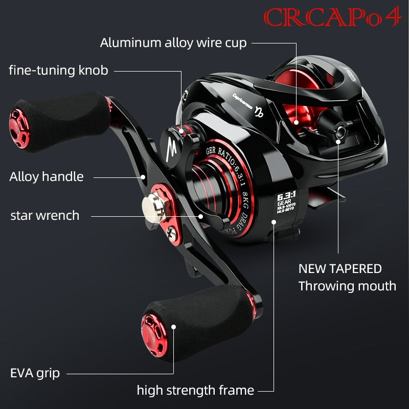 Ultralight High Speed 6.3:1 Gear Ratio 12+1BB Fresh and Saltwater Magnetic Brake System Fishing Reel