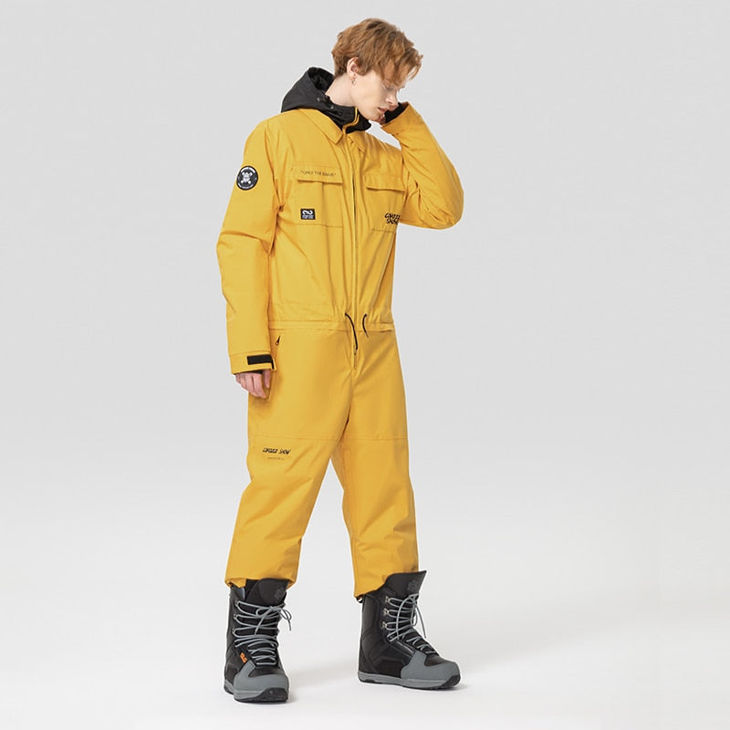 Thick Men Women One-Piece Outdoor Sports Ski Snowboard Waterproof Winter Clothes Jump Suit