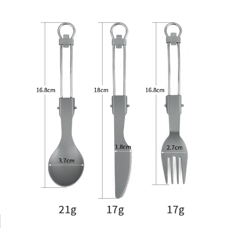 Titanium Tableware Set Folding Knife Fork Spoon