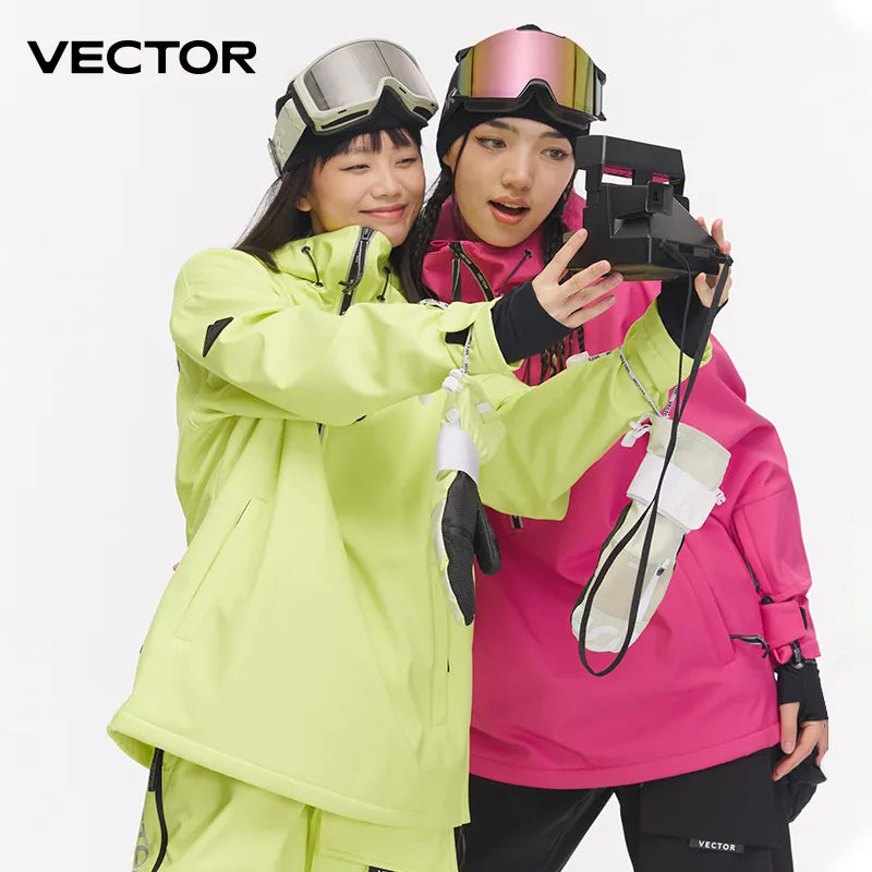 Men's and Women's Warm Windproof Winter Solid Color Ski and Snowboarding Jacket