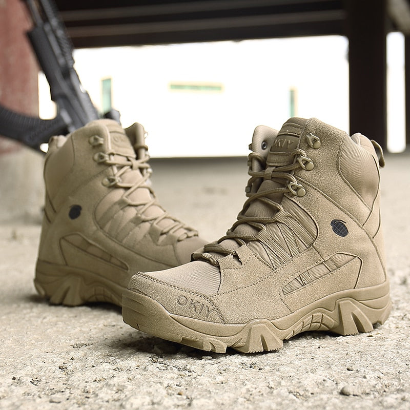 Mens Military Desert Climbing Hiking Waterproof Boots