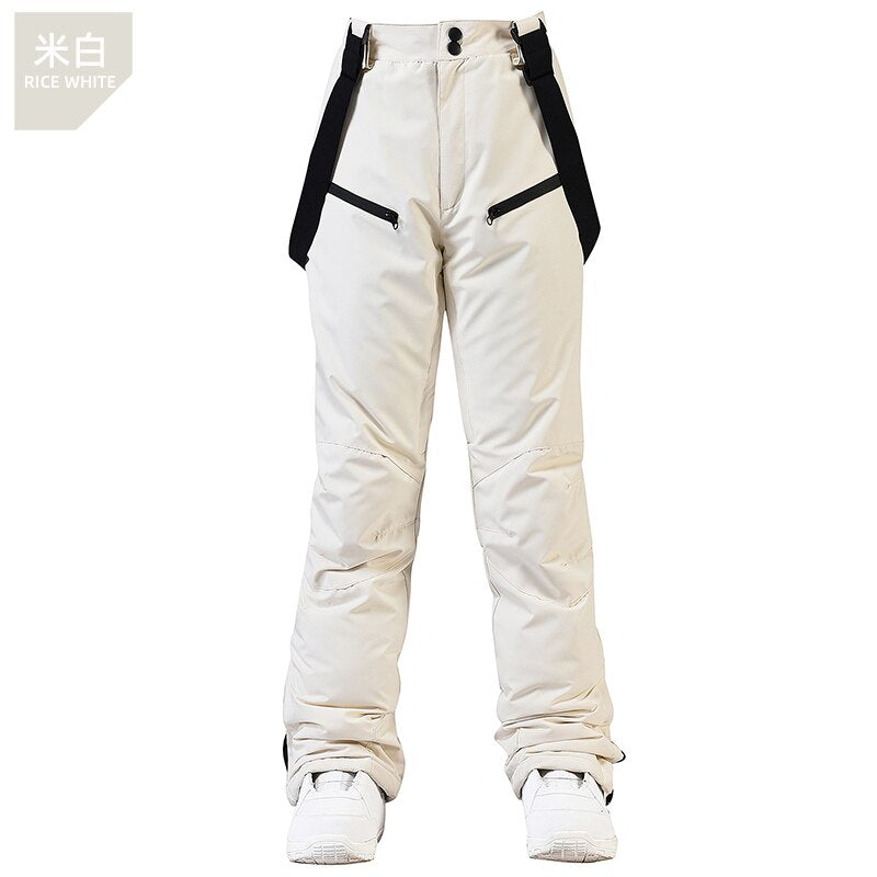 Women Windproof Waterproof Ski and Snowboarding High Quality Suspenders Pants