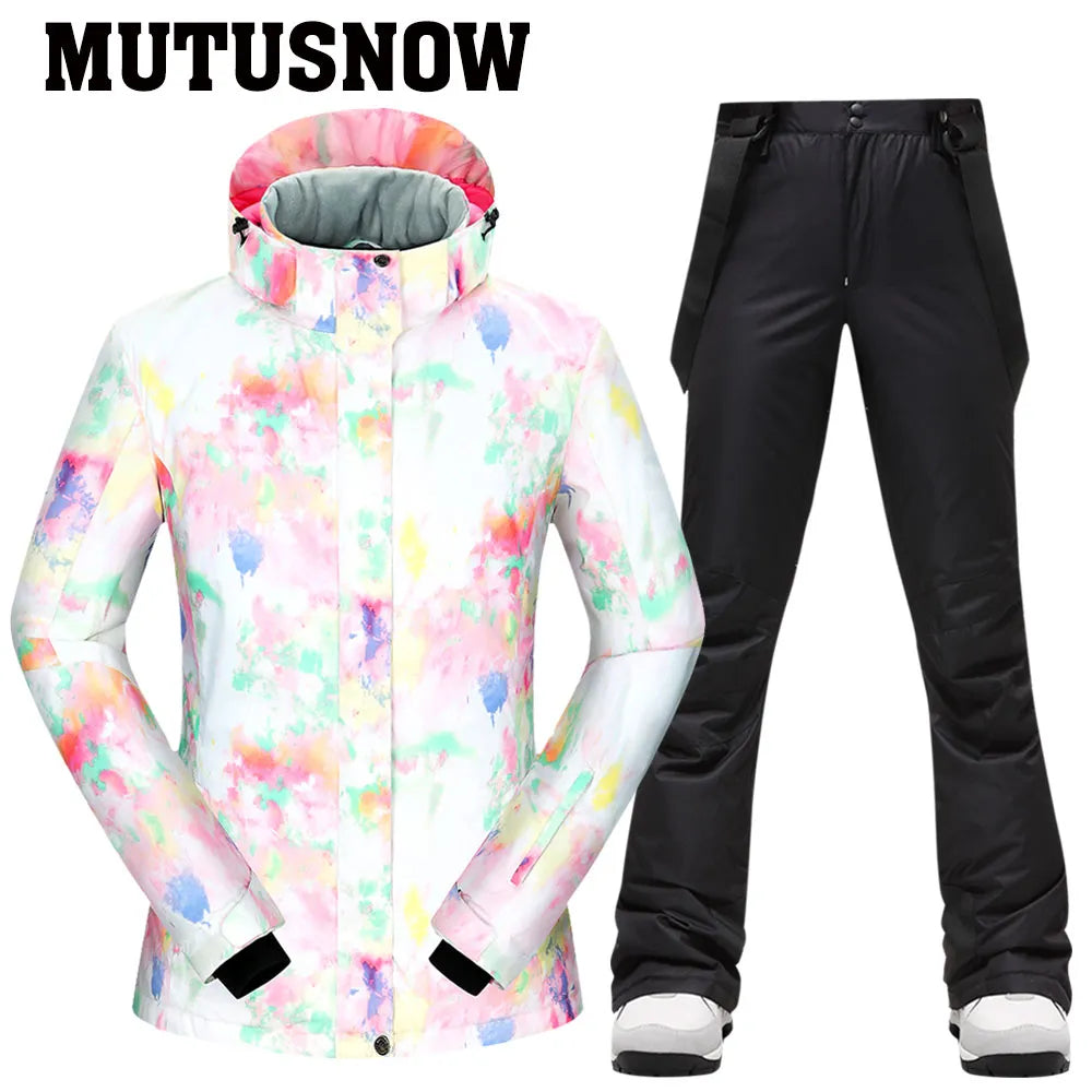 -30℃ Waterproof Women's Skiing and Snowboarding Jacket and Pants